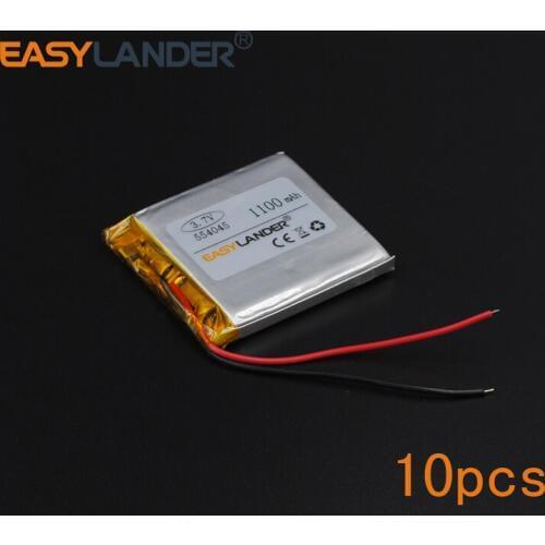 10pcs/Lot 3.7V 1100mAh 554045 Rechargeable li Polymer Li-ion Battery For electronic part DIY Speaker Flash lighting Oticon GPS