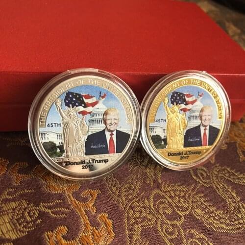 2017 Trump, the 45th President of the United States Lady Liberty Paint Crafts Collection Challenge Coin Gold Coin