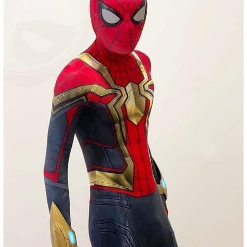 2021 Spyboy Iron No Way Home Costume Cosplay Spandex Lycra Halloween Costume No Way Home Superhero Zentai Bodysuit Adult Kid