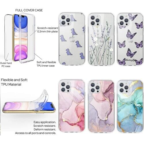 360 Full Silicone Case For iPhone 8 7 6 6S Plus XR X XS SE 2020 5 S Funda For iPhone 11 12 Pro Mini Max Marble Hard PC Couqe Bag