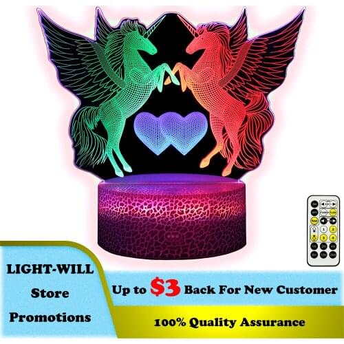 Horse Acrylic Table Lamp 3D Illusion Multi Color Changing LED Night Light Free Shipping for Home Room Decor 3colors Nightlights