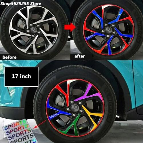 Car Sticker For Toyota CHR 2021 2020 2019 2018 Accessories Wheel Hub Stickers 17inch Wheel Carbon Fiber Protective Film