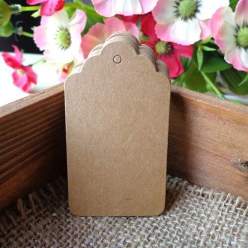 100pcs Kraft Paper Hang Tag Wedding Party Blank Gift Tag 4x7cm Price Label Tag Hemp String Included Party Decoration