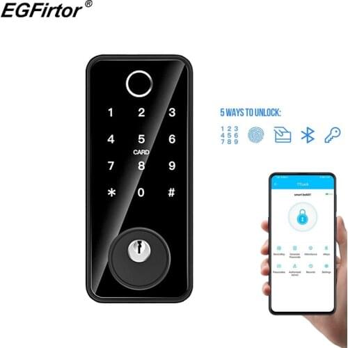 EGFirtor Bluetooth Password Door Lock TTLock APP Remote Fingerprint RFID IC Card Key Electronics Door Lock Via Gateway Control