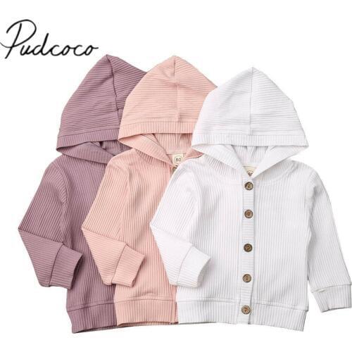 2019 Baby Spring Autumn Clothing Infant Baby Girl Clothes Long Sleeve Knitted Coat Jacket Outwear Solid Ribbed Tops Jackets