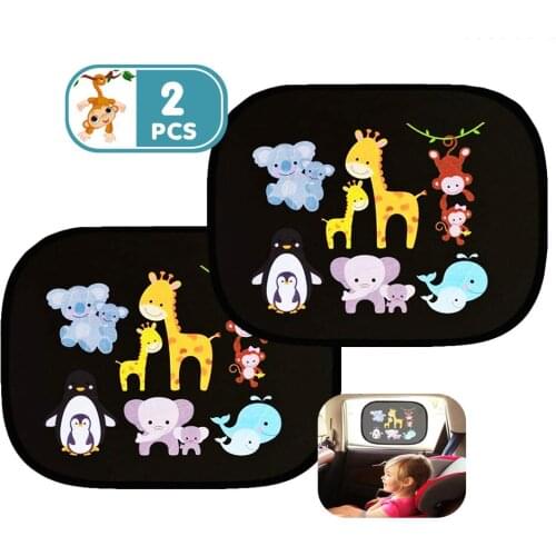 Baby Cute animal graphics Car Window Sun Shades Static Film Shades Anti-UV Block Heat Universal Car Window Sun Shades