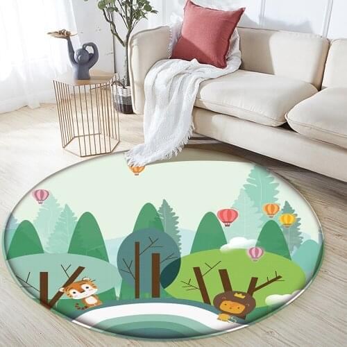 Baby Green Tree Patten Play Mat Rectangular Childrens Carpet Fashion Children Flannel Forest Game Carpet Educational Carpet