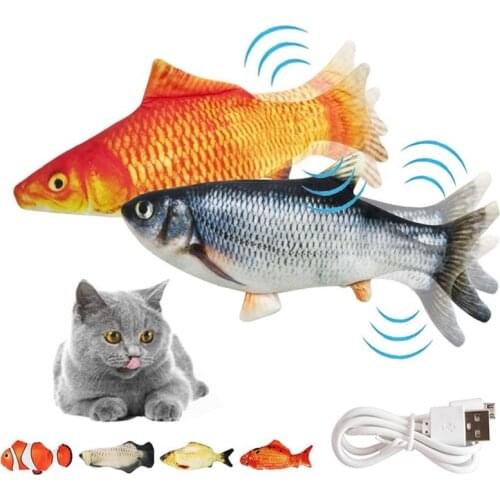 Cat Toys Electric Flopping Fish Moving Kicker Fish Toy Realistic Floppy Fish Wiggle Fish Catnip Toys Plush Interactive Cat