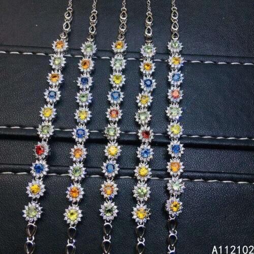 KJJEAXCMY fine jewelry 925 sterling silver inlaid natural color sapphire bracelet exquisite girl hand bracelet support testing