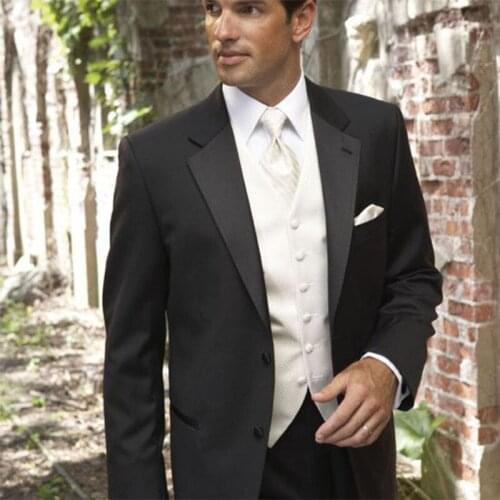 ANNIEBRITNEY Black 2 Piece Slim Fit Men Formal Suit Tailor Made Groom Wedding Tuxedo 2 Piece Prom Wedding Business Men Suit Set