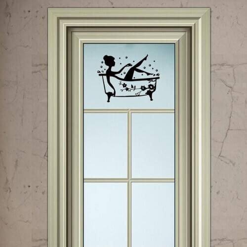 Room Wall Stickers Girl Shower Flower Rattan Bathroom Art Decal Door Stickers Waterproof PVC Wall Decal Artist Decoration