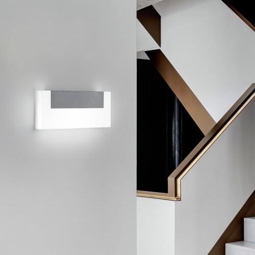 Nordic Light Luxury Minimalist Geometric Rectangle Wrought Iron Wall Lamp Acrylic Bedroom Study Room Living Room Lighting