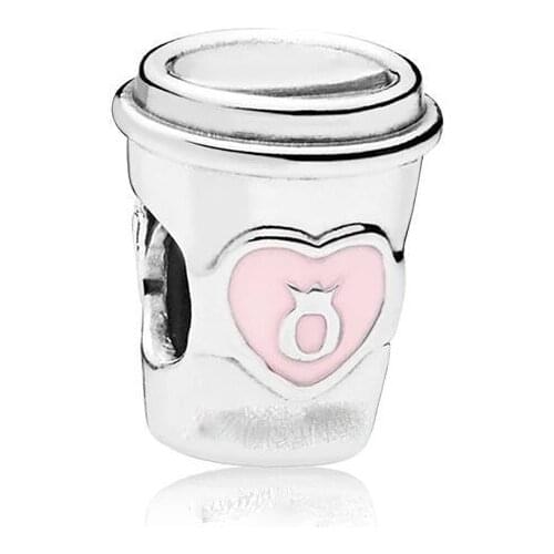 New Original Silver Color Coffee Cup Diy Bead Fit European Pandora Charms Bracelet Bangles P504