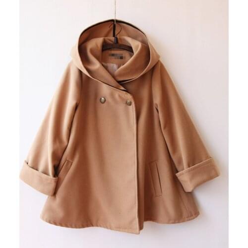 2021 New Autumn Winter New Women Japanese Coat Preppy Style Sweet Lolita Hooded Coats Wool Coat Red High Quality