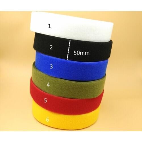 New 2" High Quality 50mm 6 Colors General Sewing On Fastening Tape 5M Hook +Loop DIY Handmade Craft Clothes Accessories