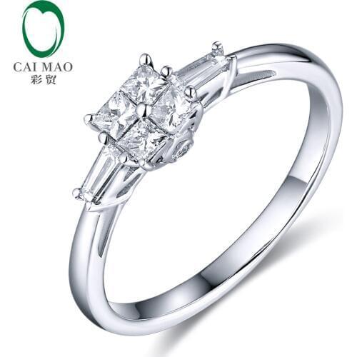14K White Gold 0.40ct VS2 G-H Natural Diamond Engagement Wedding Ring Setting free shipping