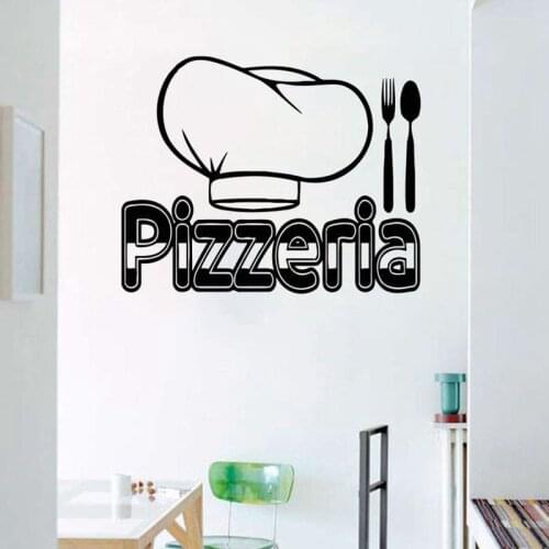 Pizzeria Wall Decal Italy Food Pizza Pasta Italian Cuisine Restaurant Interior Decor Window Vinyl Sticker Chef Hat Mural Q513