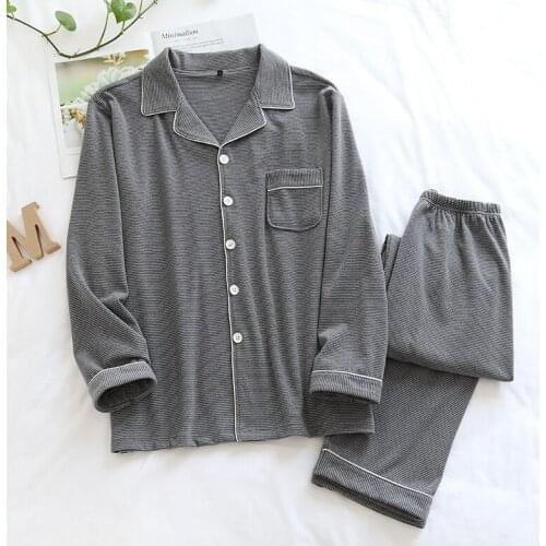 Couple Pajamas Ladies Winter Long Sleeve Trousers Sleepwear Men Plus Size Brushed Fabric Loungewear Women Striped Home Wear 2020