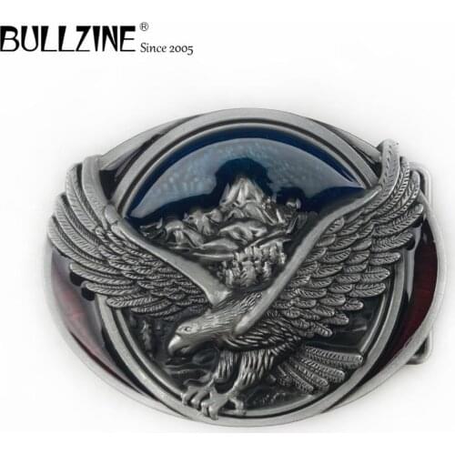 Bullzine zinc alloy color enameled western eagle belt buckle pewter finish FP-03340-2 luxurious cowboy jeans gift belt buckle