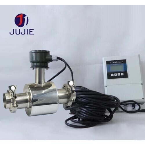 DN40 remote type electromagnetic flowmeter tri clamp connection SS304 material PTFE lining 316 electrode 24VDC 4-20mA RS485
