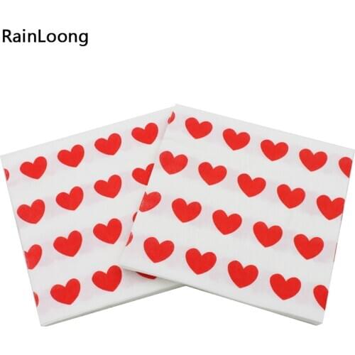 [RainLoong] Printed Feature Love Paper Napkin Event & Party Supplies Tissue Decoupage Servilleta 33*33cm 1 pack (20pcs/pack)