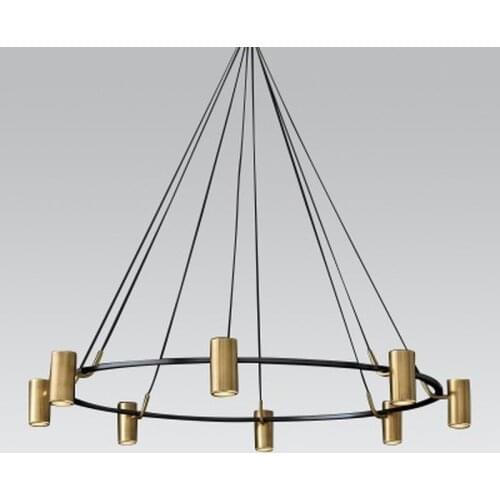 Luxury American Copper RH Style Led Round Chandelier Living Room Cable Pendant Chandelier Lighting Hanging Lamp Led Lamparas