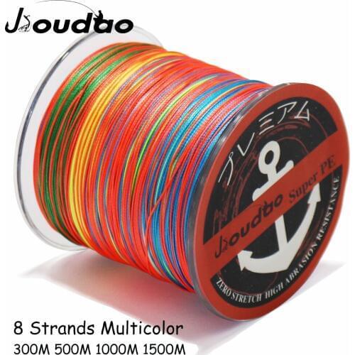 Jioudao Series Multicolor Fishing Line 300M 500M 1000M 1500M 8 Strands Braided Fishing Line Multifilament PE Line 10-220LB