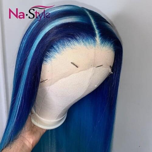 Blue Wig 613 Blonde Lace Front Wig Human Hair Highlight Colored Human Hair Wigs Transparent Lace Straight Brazilian Hair Wigs