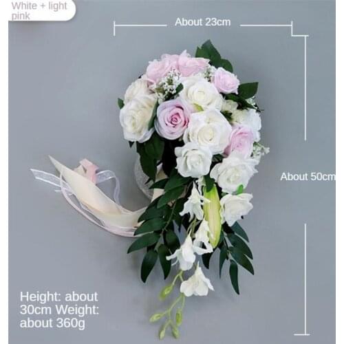 Waterfall Wedding Bride Bouquet Bridesmaid Hand Tied Flower Decor Home Holiday Party Supplies European Rose Wedding Flowers Gift