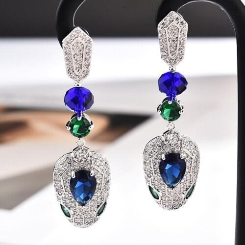 Heavy industry micro-inlaid zircon creative snake-shaped earrings fashion personality trend earrings
