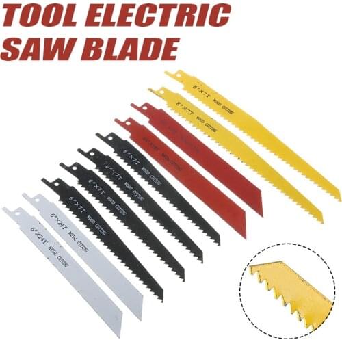 10pcs Universal Reciprocating Saw Blades 4 Types Wood Metal Power Cutting Saber Saw Fine Cut Tool Parts