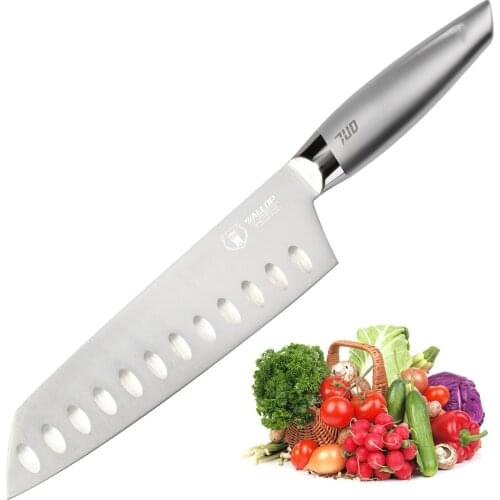 Wallop Santoku Knife - German 1.4116 HC Stainless Steel Kitchen Knife with Non-slip Ergonomic Full Tang Handle - Gift Box - 7