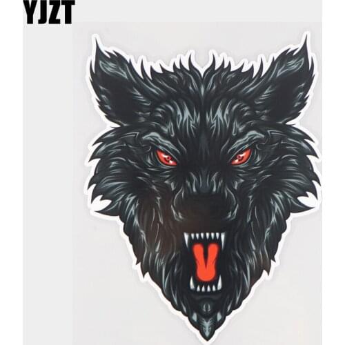 YJZT 12.8×16.8CM Furious Wolf Personality Cartoon Window Bumper Stickers Funny Car Decals 21A-1325
