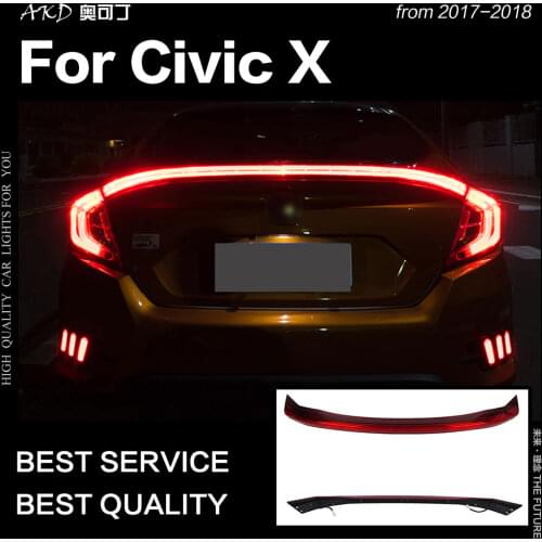 AKD Car Styling for Civic 2017-2018 Civix Sedan LED Tail Lamp LED DRL Cross Rear Trunk Lamp Warning Light auto Accessories