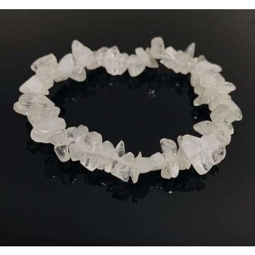Women Bracelets Reiki Healing Nuggets Mineral Clear Quartz White Crystal Chip Stone Beads Meditation Jewelry Quartz Bracelets