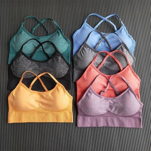 Women Underwear Sports Bra Jogging Gym Yoga Bra Girl Fitness Push Up Breathable Shockproof Running Sportswear Sports Tops