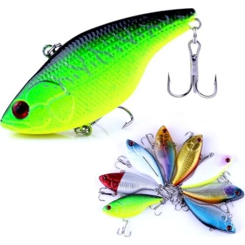 1PC VIB 7.5CM/18.5g 6# Hook Plastic Hard Bait Vibe Rattle Hooks Isca Artificial Crankbait Pesca fishing lures
