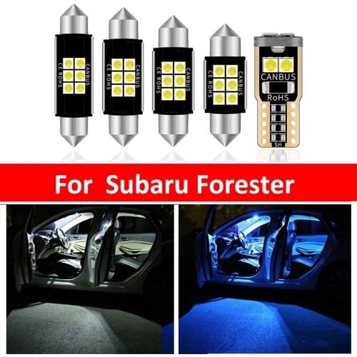 10Pcs Car White Interior LED Light Bulbs Package Kit For 2009-2017 2018 2019 Subaru Forester Map Dome Trunk Lamp Iceblue