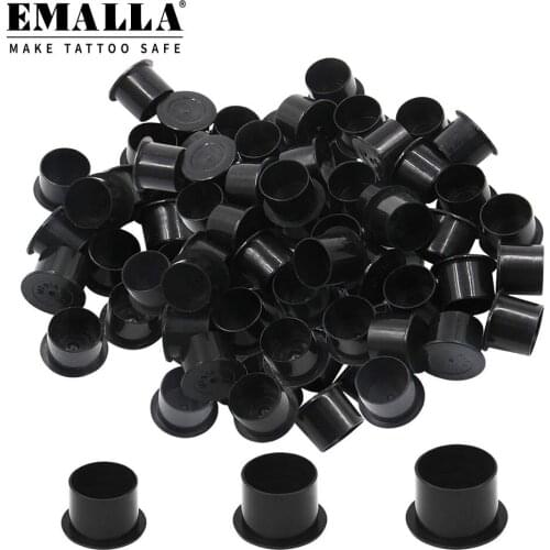 1000PCS Professional Tattoo Ink Cups Black Plastic Disposable Tattoo Pigment Ink Cups Caps With Base Tattoo Ink Tattoo Supplies