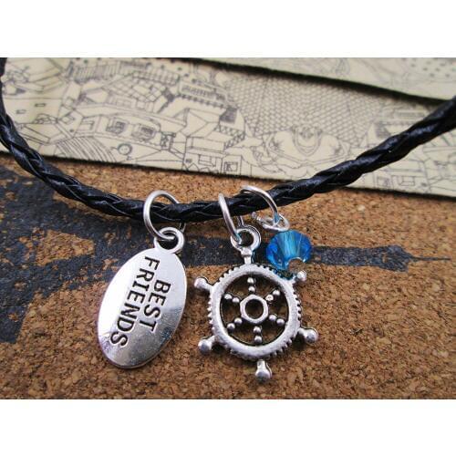 12pcs/lot fashion best friends necklace,sister necklace, friends gift ,birthday present ,rudder necklace/bracelets/keychain