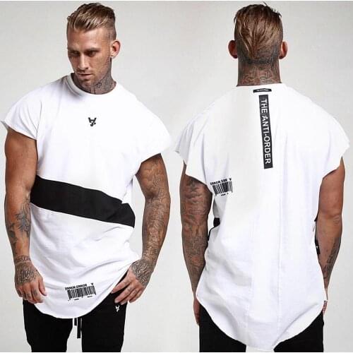 2020 new Men Short Sleeve T-shirt Fashion Hip Hop Gyms Singlet Cotton Bodybuilding Men Fitness Round Neck Tshirt