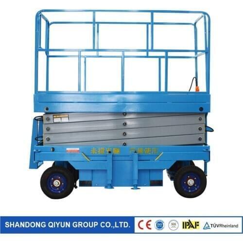 2021 Qiyun 500kg 10m 12m 14m vertical man mobile scissor lift platform for maintenance of field power facilities