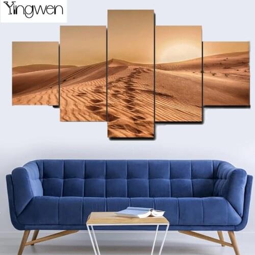 5D Diamond Painting DIY Embroidery Desert Hot Landscape 5 Panels Diamond Wall Art Diamond Mosaic For Living Room Art Home Decor