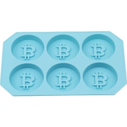 6 Holes Bitcoin Shape Silicone Ice Cube Mold Tray Ice Cube DIY Ice Cream Tools DIY Chocolate Cookies Biscuit Baking Mold