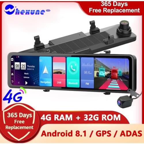 Android 8.1 Auto Video Recorde 4G 12 Inch Rearview Mirror GPS Navigator Dash Cam Reverse Surveillance Camera ADAS WIFI Car DVR