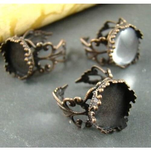 Free shipping!!!!!15mm Antique Copper Crown Rings Base