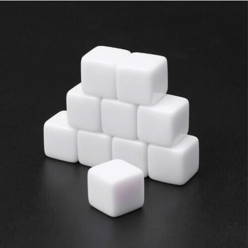 50Pcs 12mm 14mm 16mm 18mm 20mm Glossy D6 white blank dice Light Plate With Square Angle For Kid DIY Write Painting Graffiti