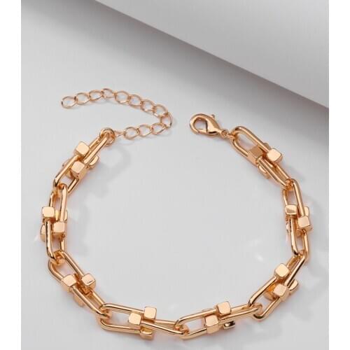 LUNA CHIAO Trendy Jewelry Gold Silver Color Zinc Alloy Metal Figaro Chains Links Bracelets