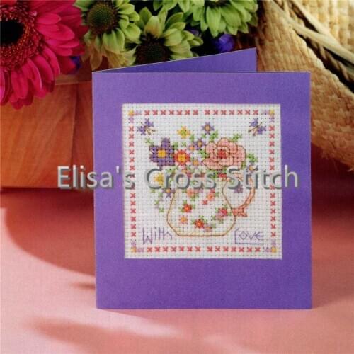 CD311 14ct DIY Invitation Greeting Card Special Popular Full Set CrossStitch Greeting Card Birthday Arrange Flowers
