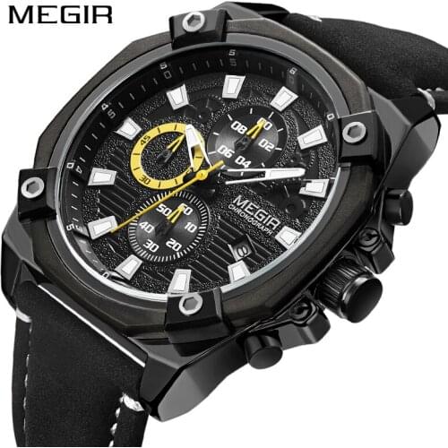MEGIR Reloj Hombre Top-Brand Watch Mens Sports Watches Military Army Men Watch Leather Male MEGIR Clock Relogio Masculino 2020